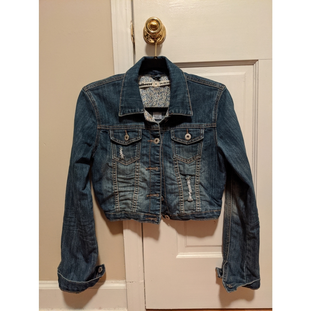 Distressed Cropped Denim Jacket